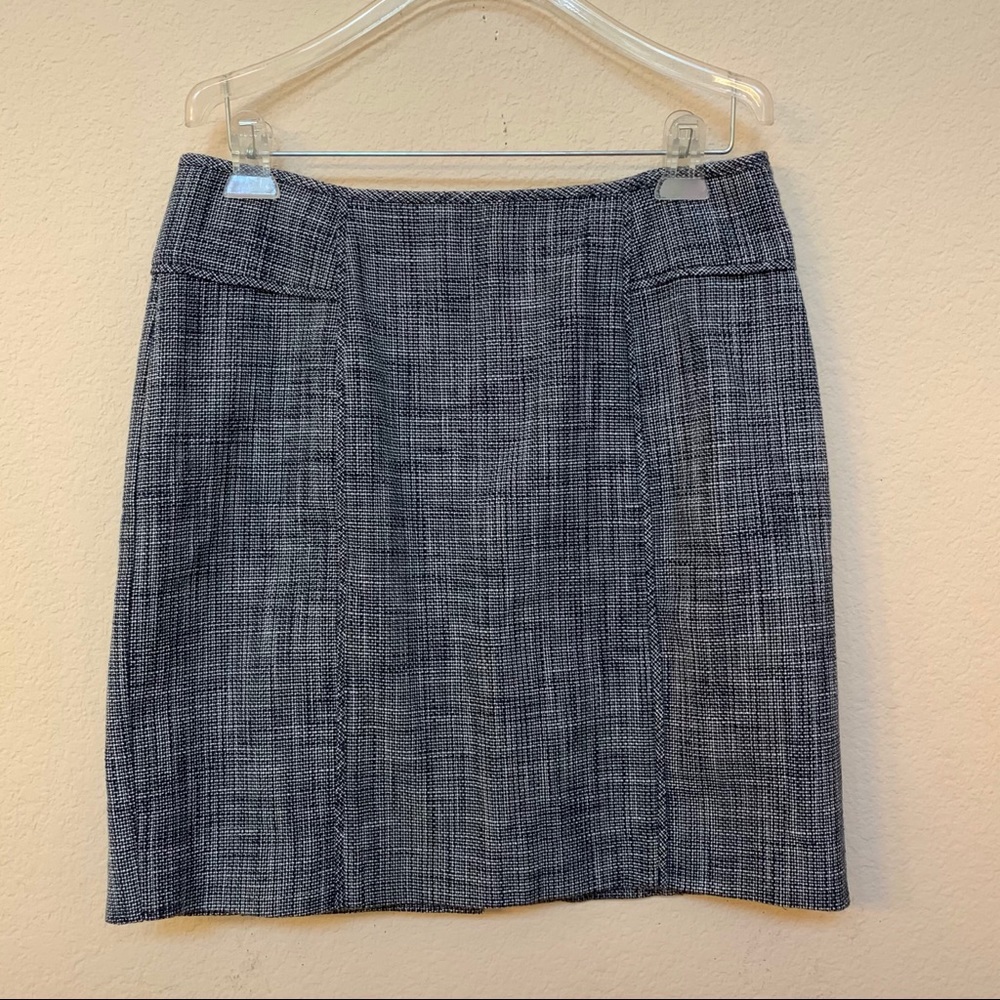 ✅ Banana Republic Blue White Tweed Skirt 8 Petite